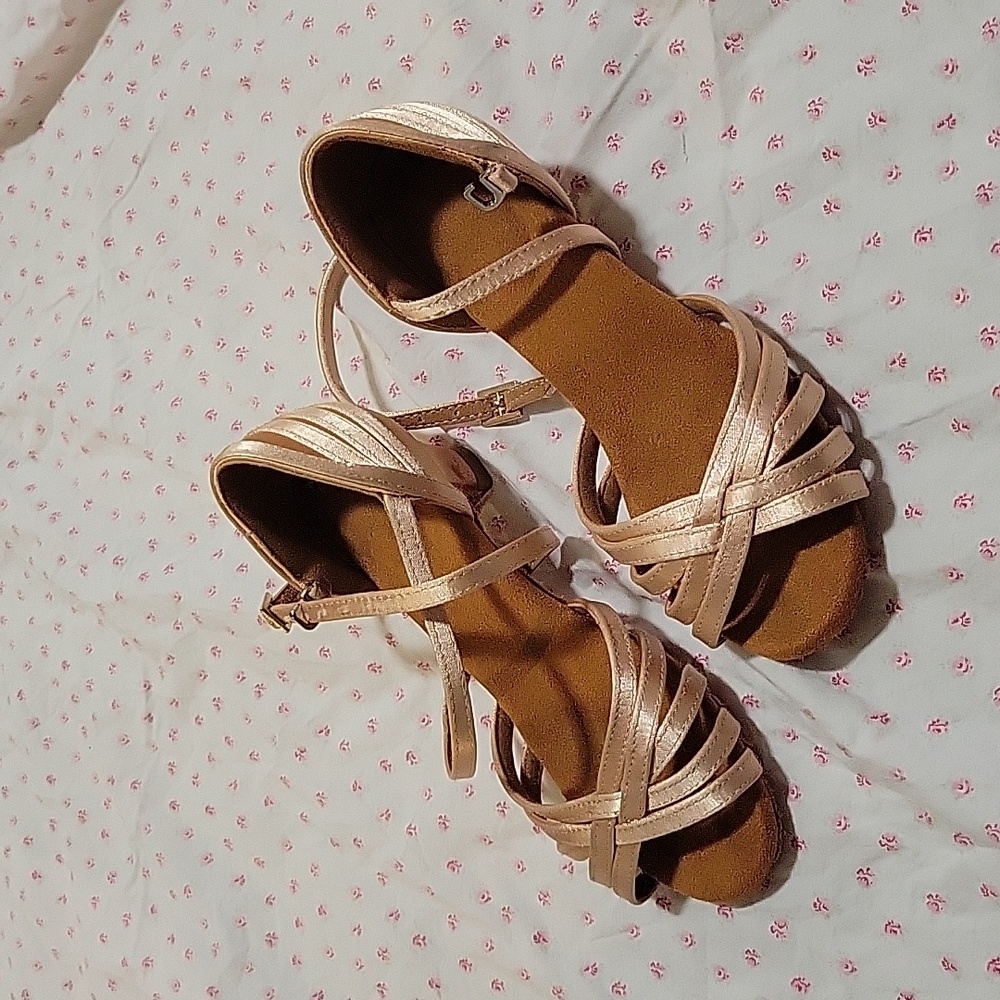 Peach ballroom shoes beginner and intermediate